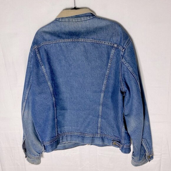 Vintage Blue Bay Distressed Blanket Lined Denim Trucker Jacket Blue Denim Jacket - Picture 2 of 16